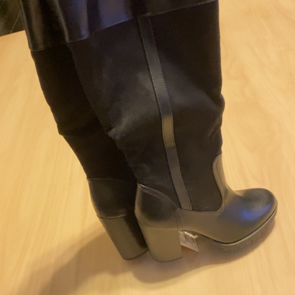 a.n.a Black Over-The-Knee Platform Block Heel Boots